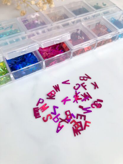 Epoxy Resin Giethars Glitters Letters close up